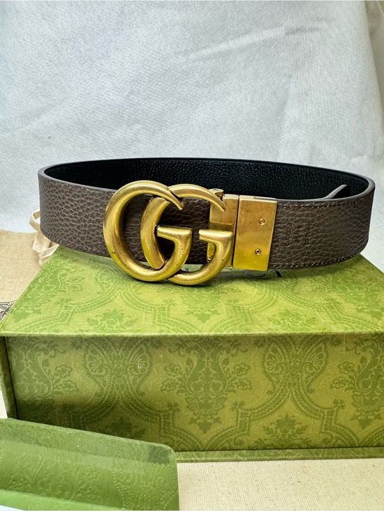 Authentic Gucci GG Reversible Black/Brown Leather Belt W/ Box main image 11